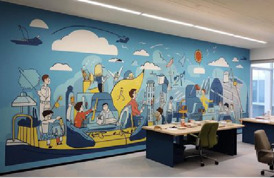 漳平办公室墙绘的特点。