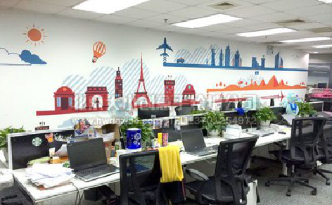 漳平教你设计办公室墙绘的方法。
